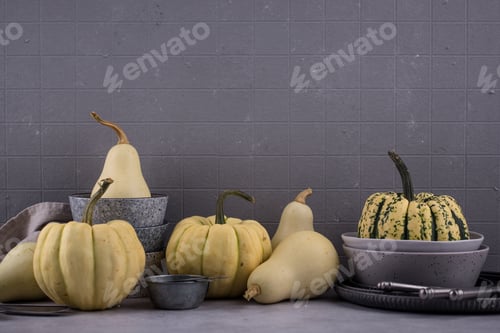 Preview: Decorative pumpkin on green background.