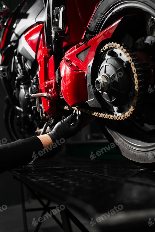 Preview: Motorcycle chain serviced for smooth riding and better torque using chain tuning and tensioning