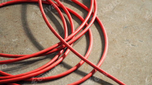 Preview: Red color electric power wire cable.