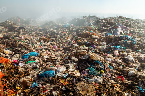 Preview: Closeup of burning trash piles in landfill
