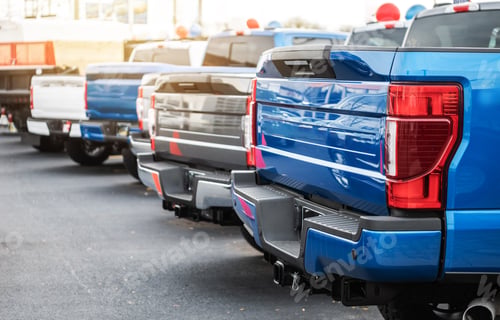 Preview: Brand New Pickup Trucks Vehicles on a Dealership Lot