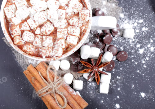 Preview: Drink Hot Chocolate And Marshmallow Marshmallow Is Near Paraphernalia