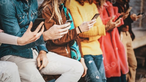 Preview: Friends using smartphone