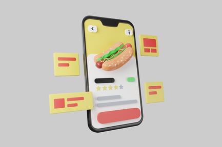Preview: Smartphone with hot dog on screen.