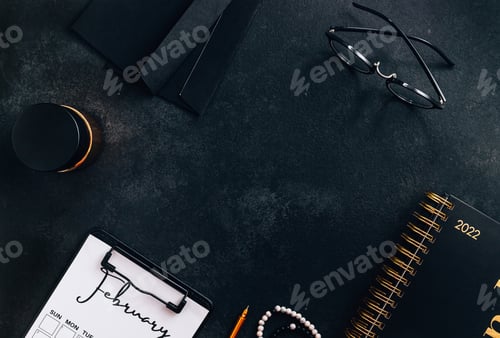 Preview: Flat lay composition with calendar