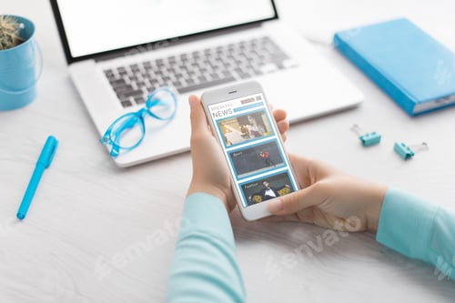 Preview: Man Holding Phone In Hand. Digital Technology. Innovative Implementation In Business. Internet