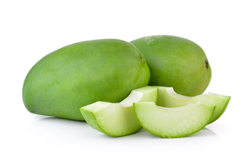 Preview: green mango on white background