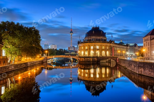 Preview: The Bode-Museum and the Television Tower reflected in the river Spree