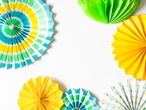 Preview: Various multicolored round paper decor for holidays and parties
