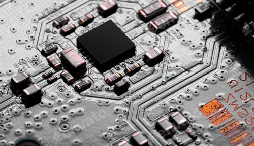 Preview: Close up of components and microchips on PC circuit board