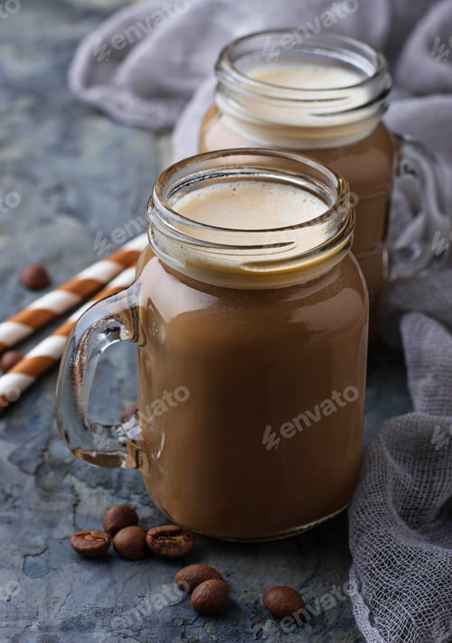 Preview: Coffee with milk in jar