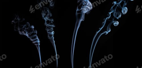 Preview: Colorful smoke collection on black background