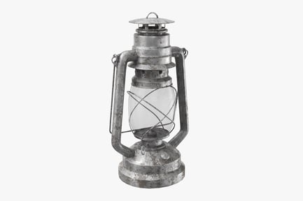 Preview: Rusted Lantern Hurricane Oil Lamp, Weathered Silver Metal and Glass