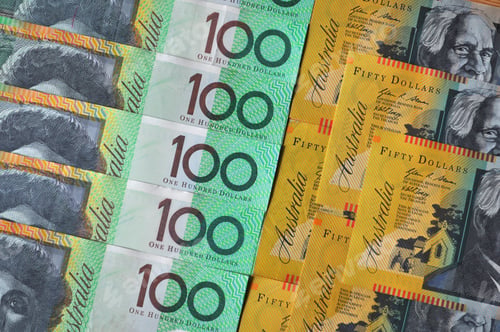 Preview: Australian currency, fifty and one hundred dollars banknotes