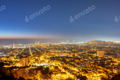Preview: The skyline of Barcelona at night