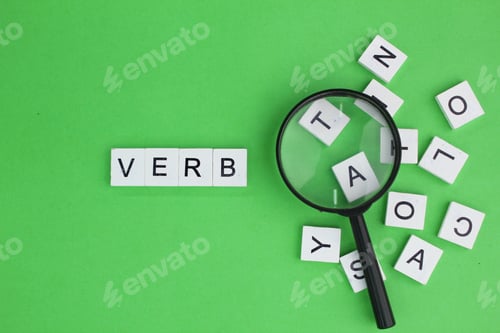 Preview: letters of the alphabet with verb words. grammar concepts in English.