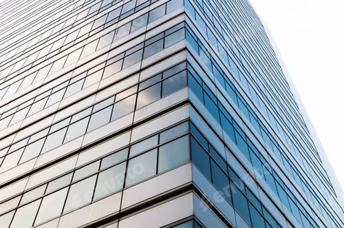 Preview: Closeup glass of Modern business building skyscrapers, Business concept of architecture