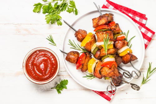 Preview: Shish kebab at skewers with vegetable