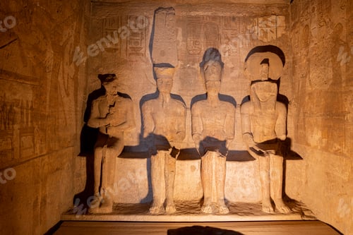 Preview: Statues in a shrine inside an Egyptian temple