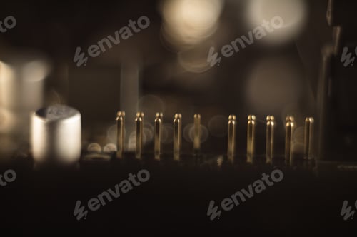 Preview: Closeup shot of a microelectronics in the dark