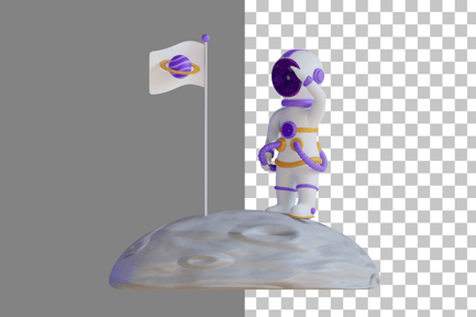 Preview: Astronaut Launching Rocket 3D Illustration