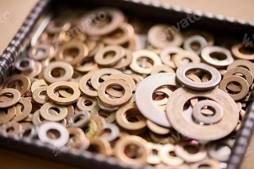 Preview: Pile of a steel washers