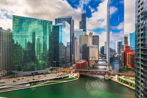 Preview: Chicago, Illinois, USA Cityscape and Rivers