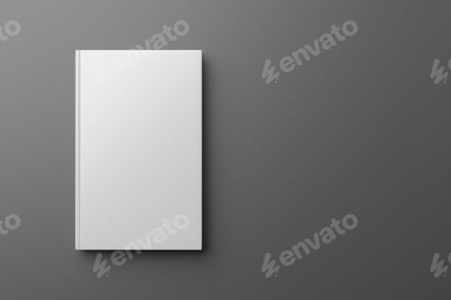 Preview: Blank hardcover book on gray background. 3D rendering mock-up.