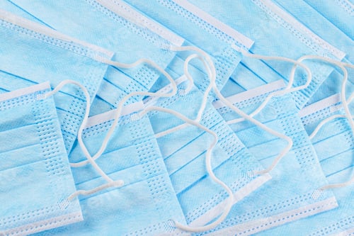 Preview: blue protective masks against viruses. background or texture