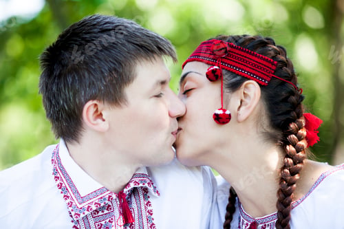 Preview: Slav girl and young cossack at nature.
