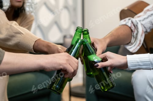 Preview: Young people drinking beer at party