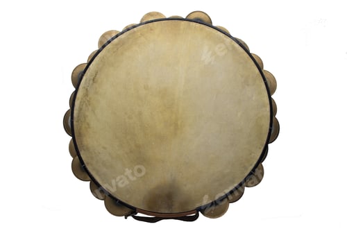 Preview: Old Tambourine isolated on a white background