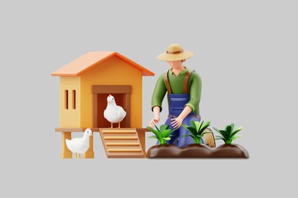 Preview: Farmer at chicken coop scene