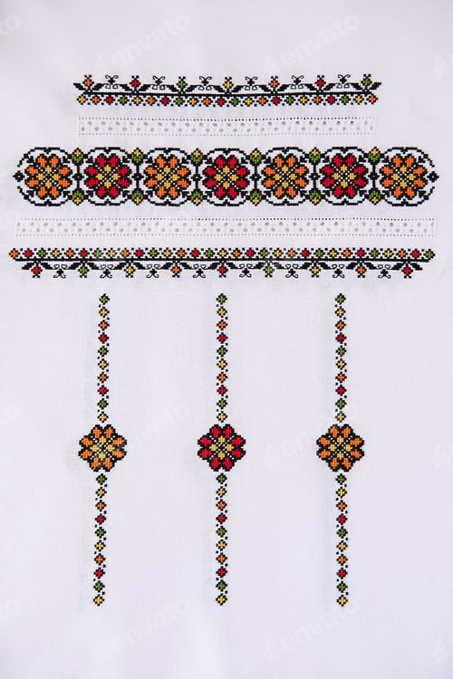 Preview: Embroidered Folk Pattern Ornament. Design of Ethnic Textures. Element of Geometric Ornament.