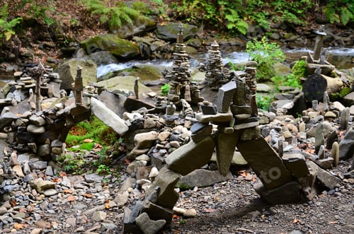 Preview: A strange composition of small mountain rocks. imitation of ancient buildings on a reduced scale