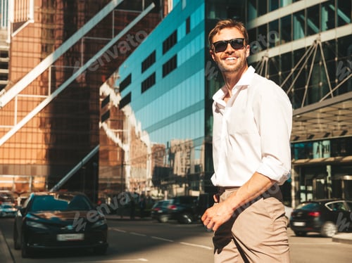 Preview: Handsome man posing outdoors