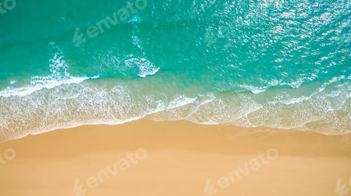 Aperçu: Top view aerial image from drone of an stunning beautiful sea landscape beach with turquoise water