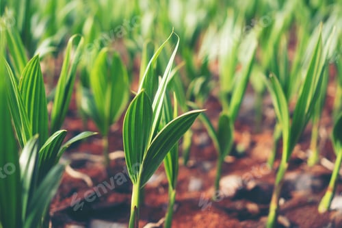 Preview: Sprout of coconut tree, Young coconut seed germination green leave