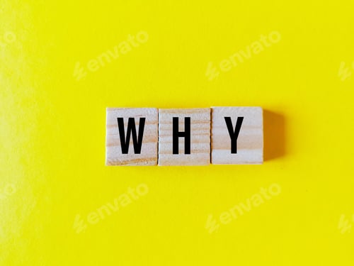 Simple Question: Wood Blocks Spell 'Why' on Yellow