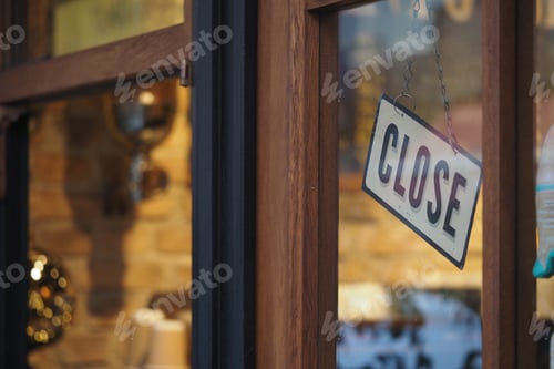 Preview: Store is closed with sign on the door