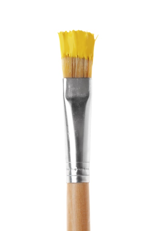Preview: Brush with yellow paint on white background