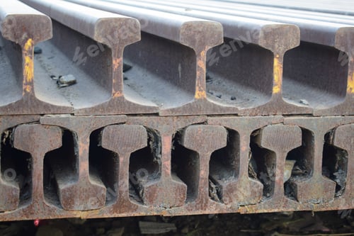 Preview: Closeup shot of old rusty railway scraps