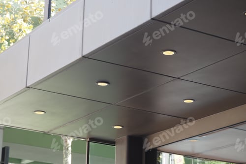 Preview: Modern architectural details of a building's ceiling with lights