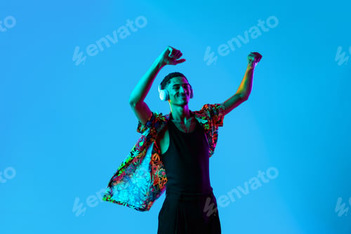 Preview: African man portrait in studio on colorful background