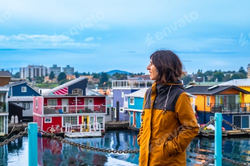 Preview: Tourist enjoying fisherman's wharf in victoria, british columbia, canada