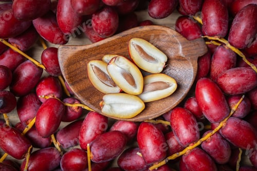 Preview: Fresh red date palms (Phoenix dactylifera) ready to eat