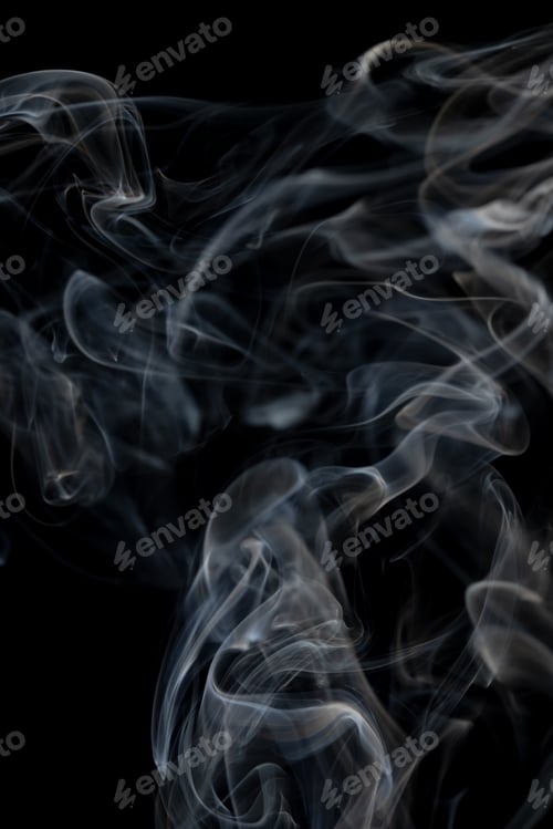 Preview: White clouds of smoke with copy space on black background