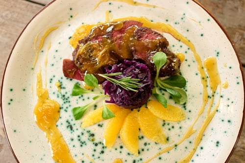 Preview: Duck breast with orange sauce.