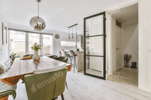 Preview: Dining zone with pendant lamp in living room