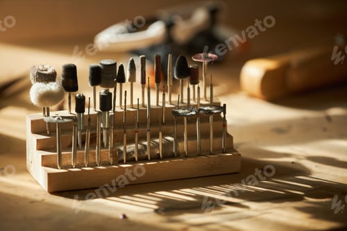 Preview: Tools on wooden table in workshop
